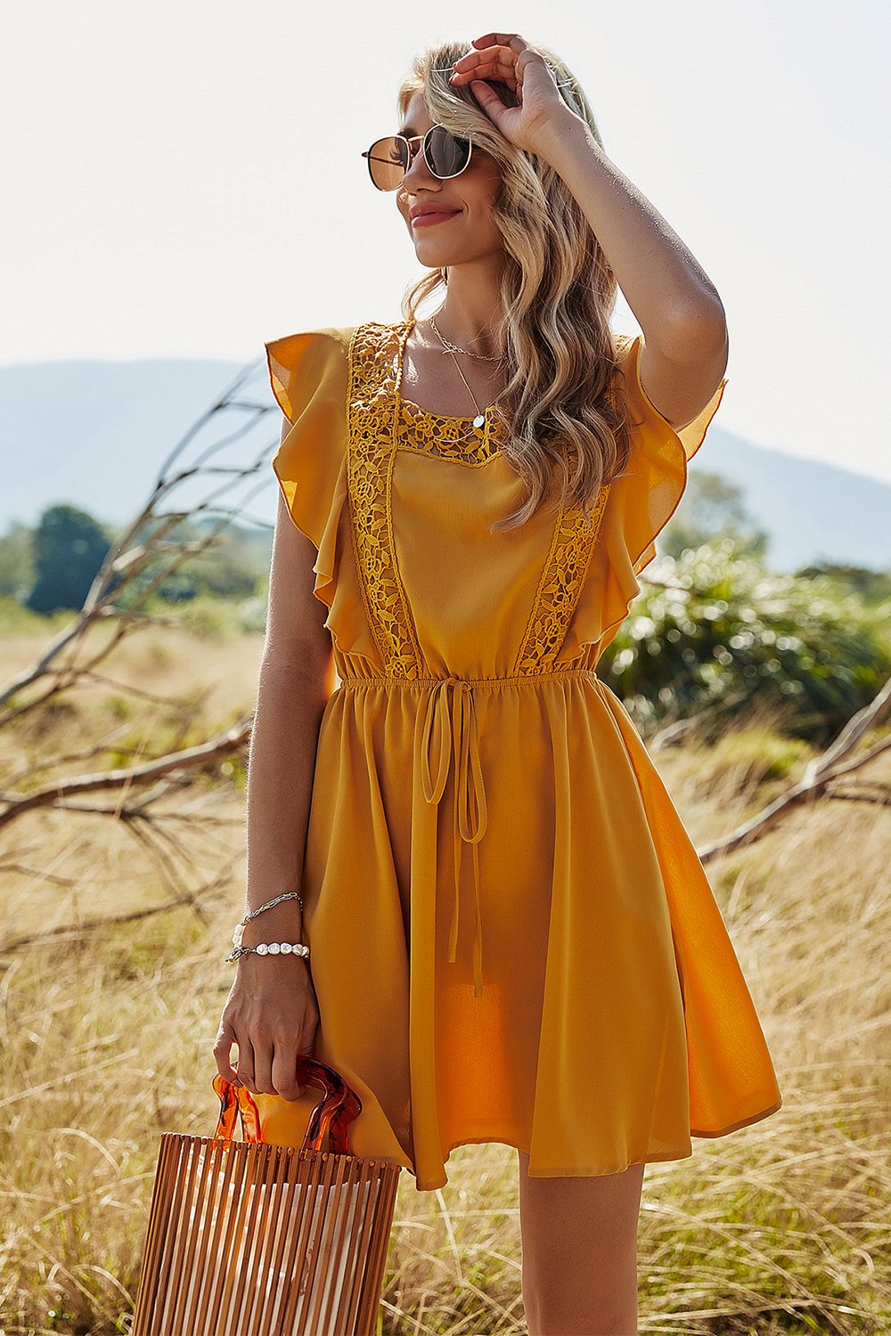 Robe d’été manches batwing jaunes