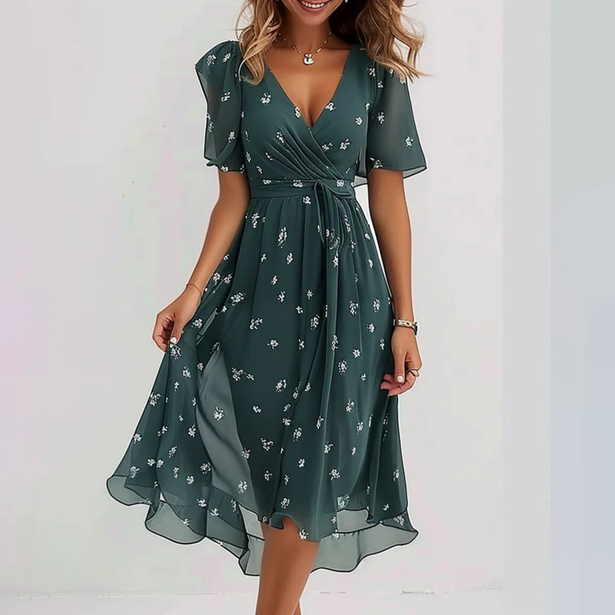 Marion | Robe élégante à manches courtes