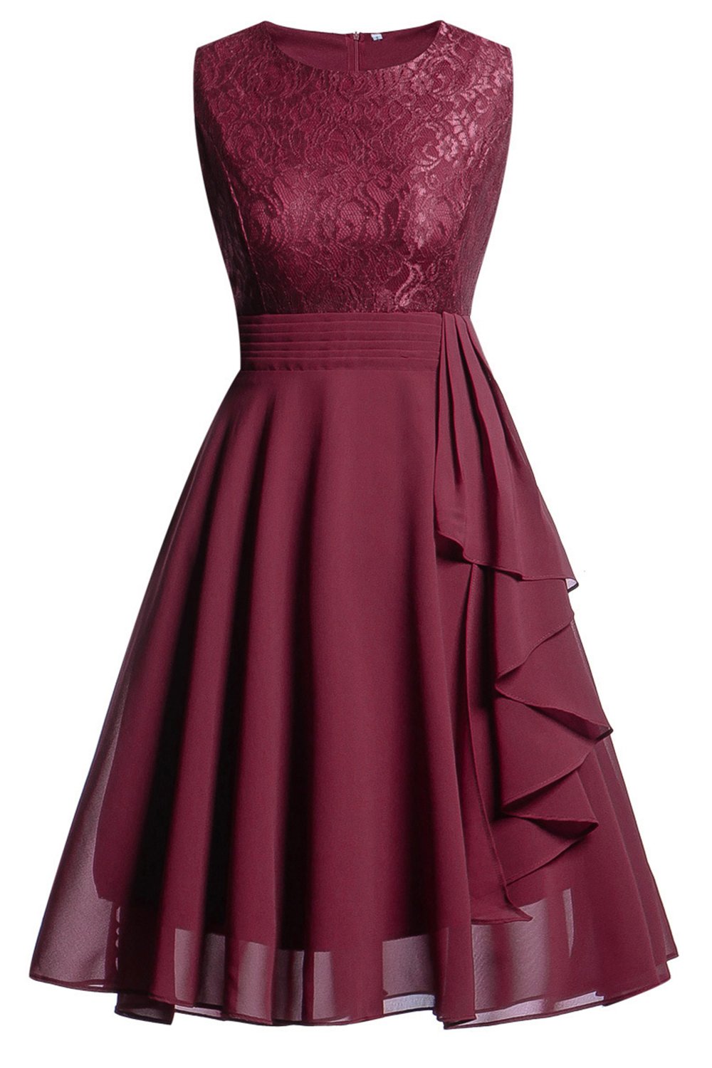 Robe de mariée en dentelle marine avec volants