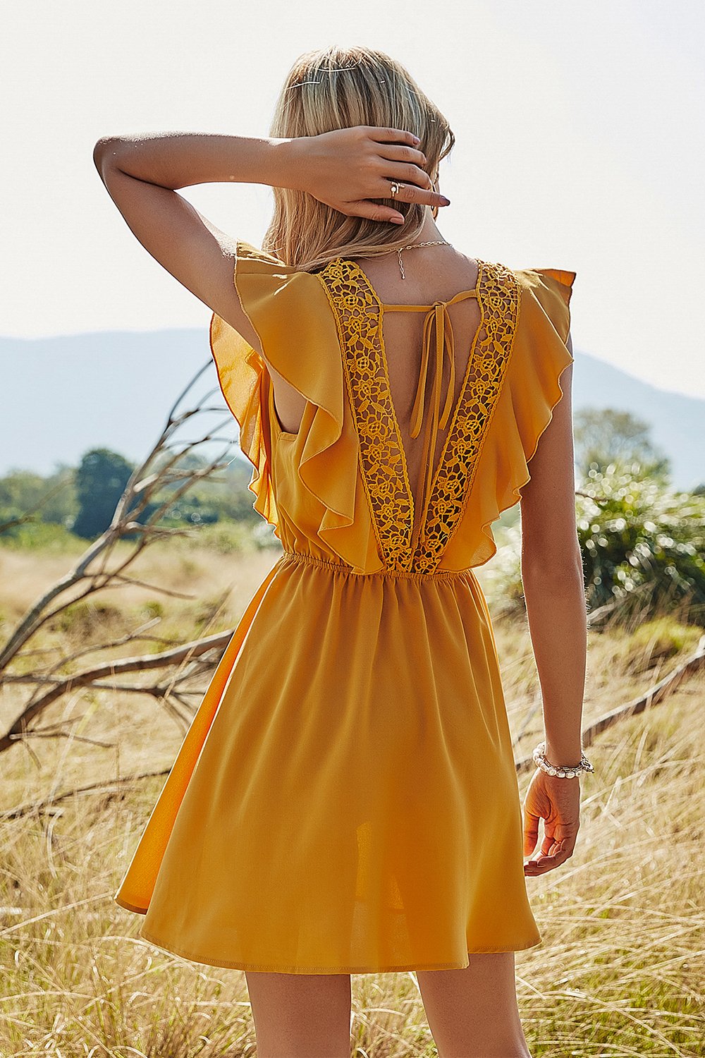Robe d’été manches batwing jaunes