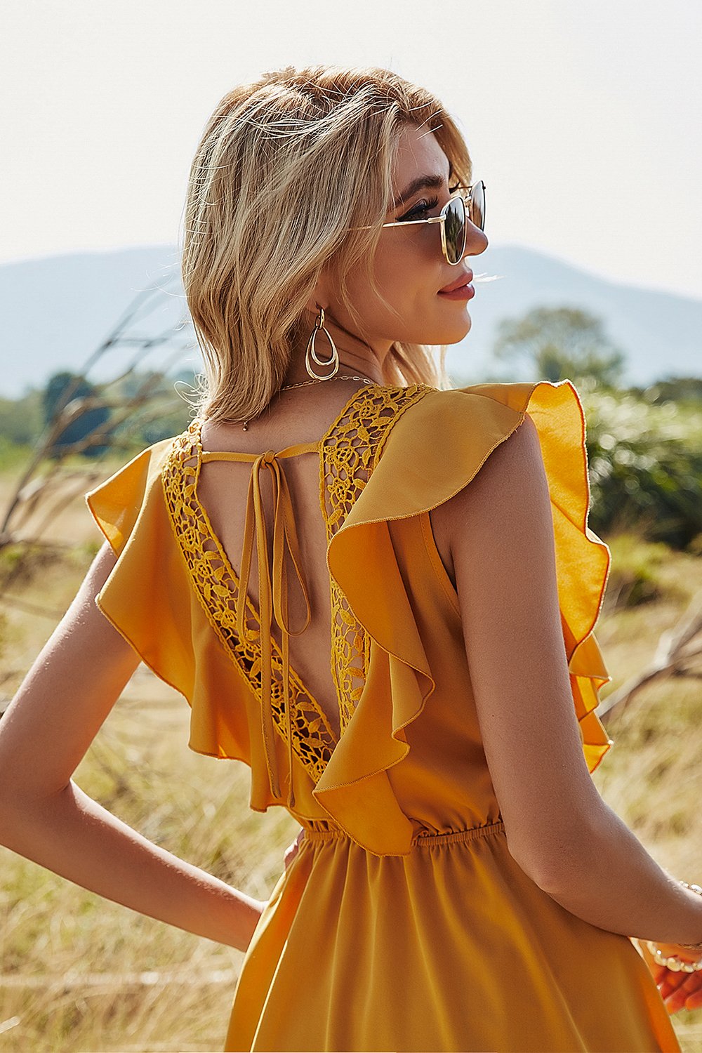 Robe d’été manches batwing jaunes