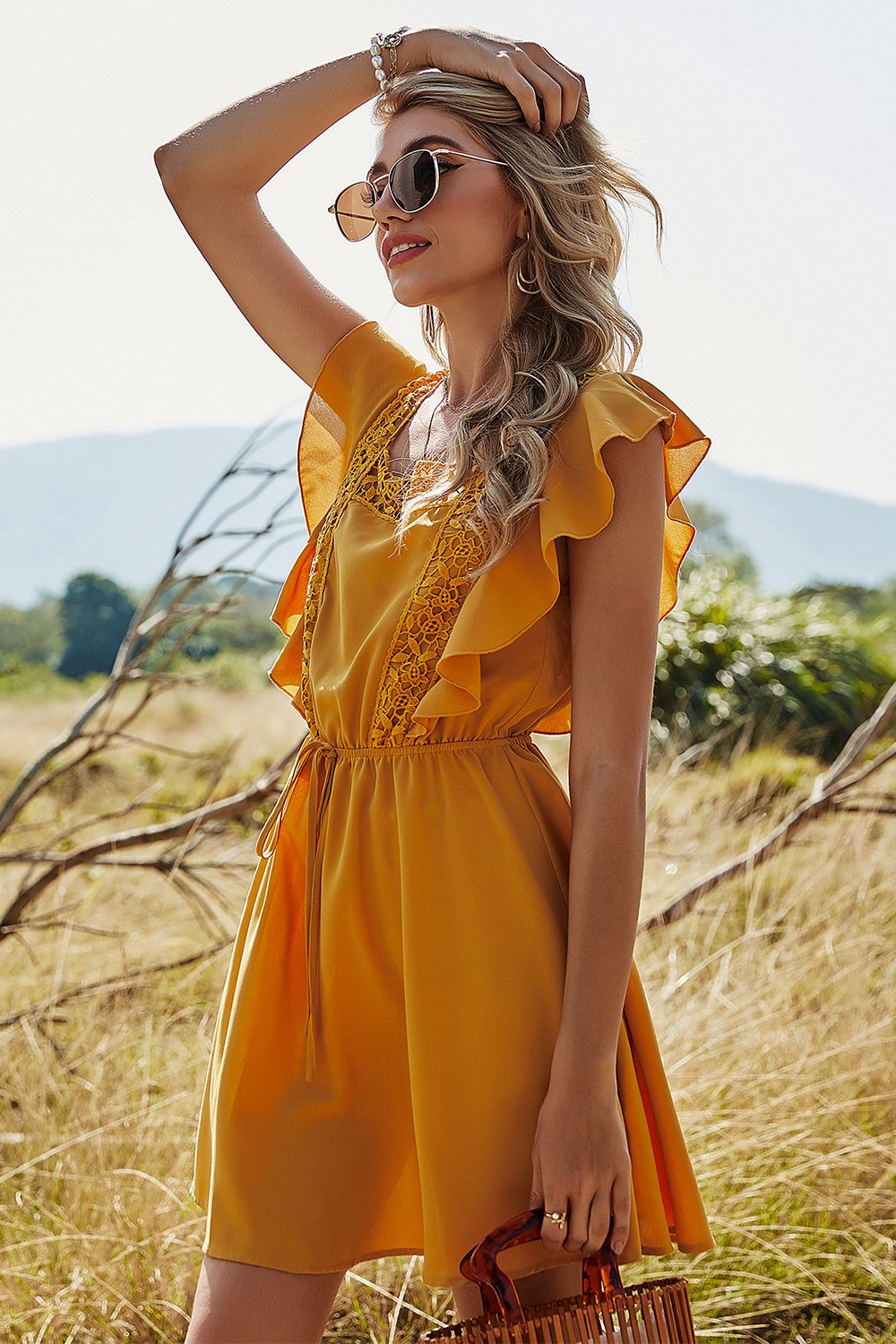 Robe d’été manches batwing jaunes