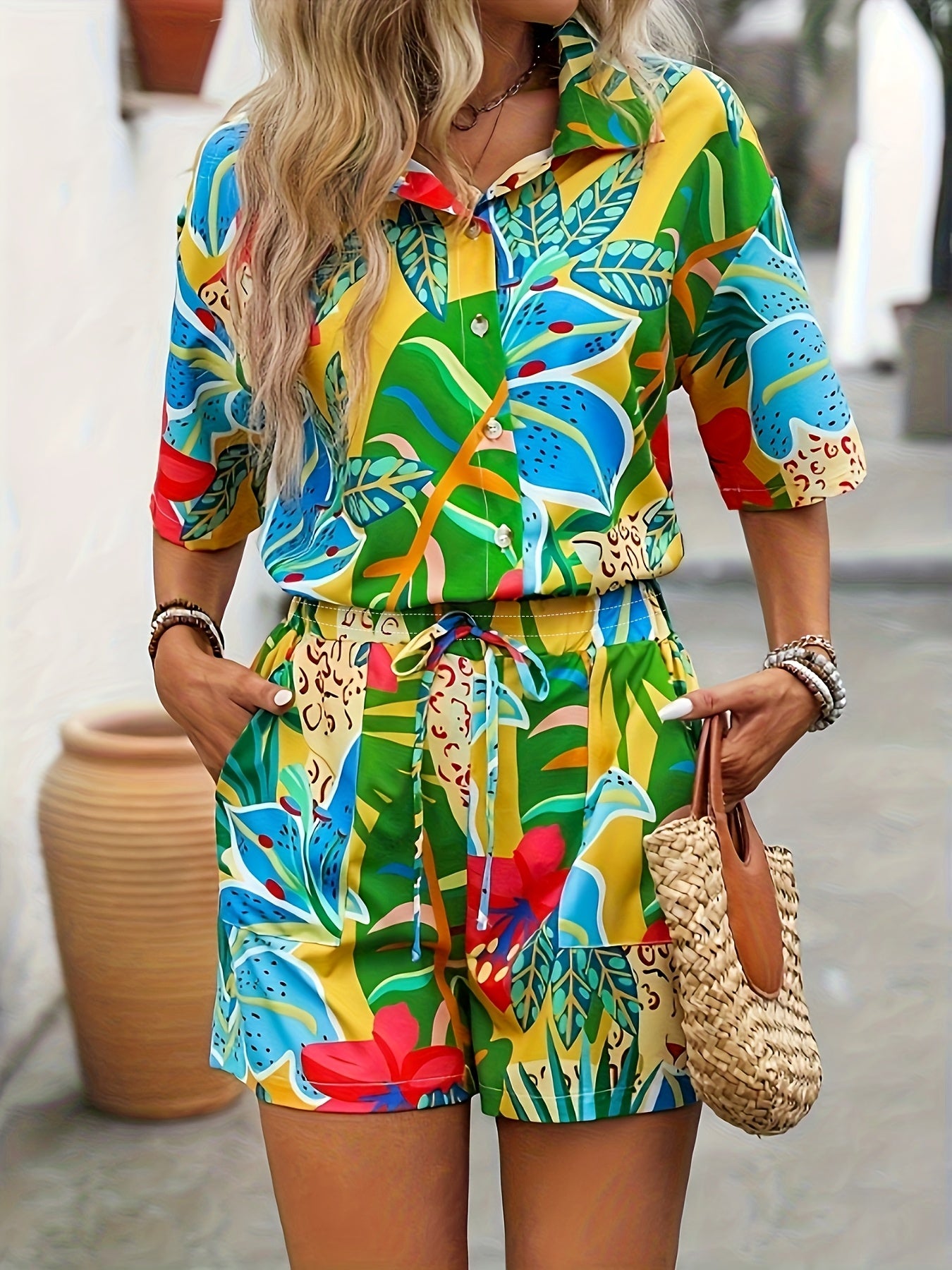 Vivette™ | Ensemble Estival Coloré à Imprimé Tropical