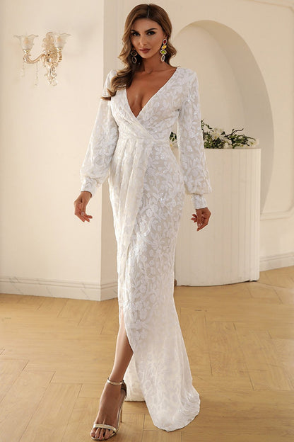 Robe Blanche V Neck Lace Maxi Boho