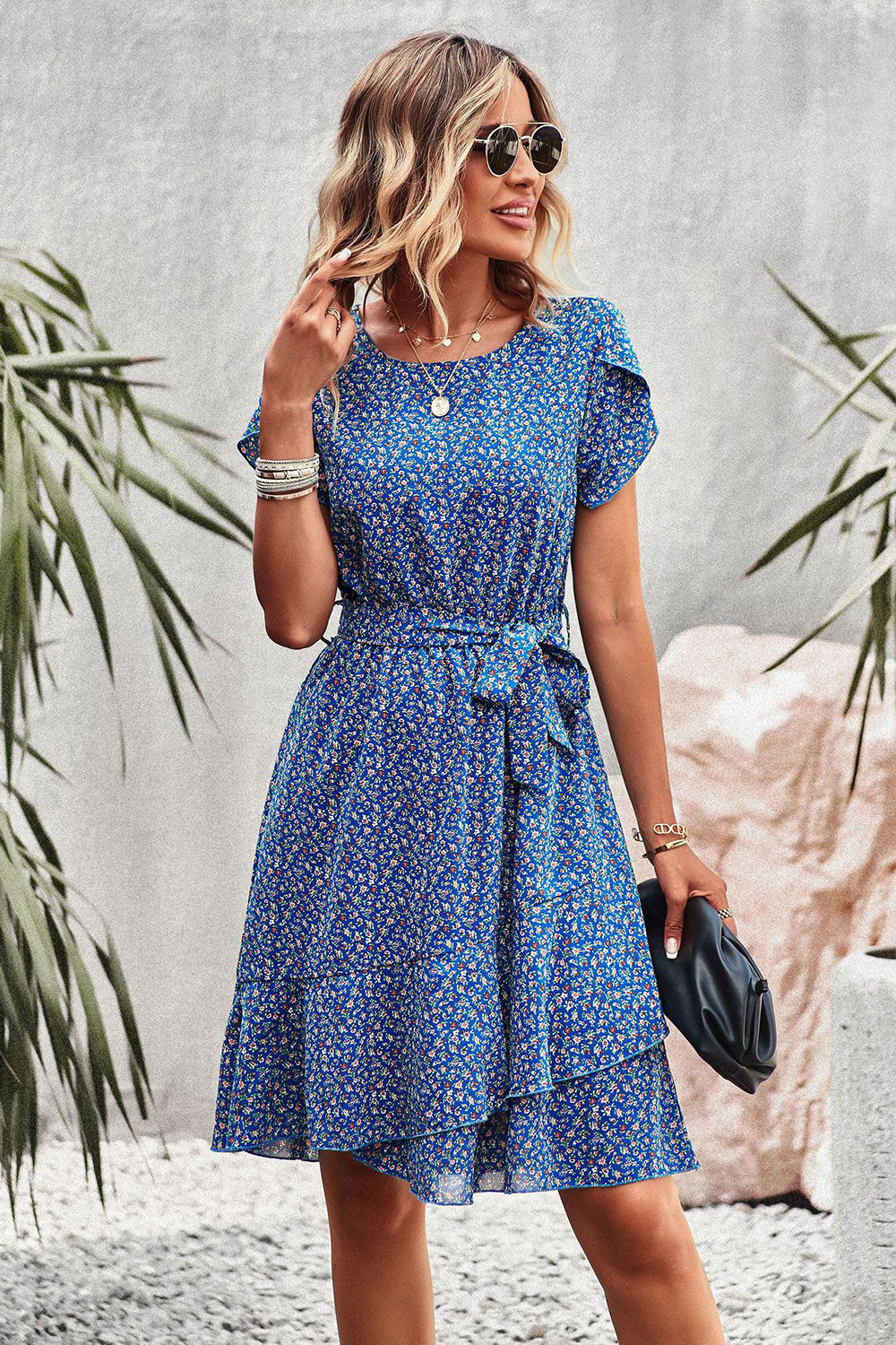 Robe d’été Boho Florale Bleue