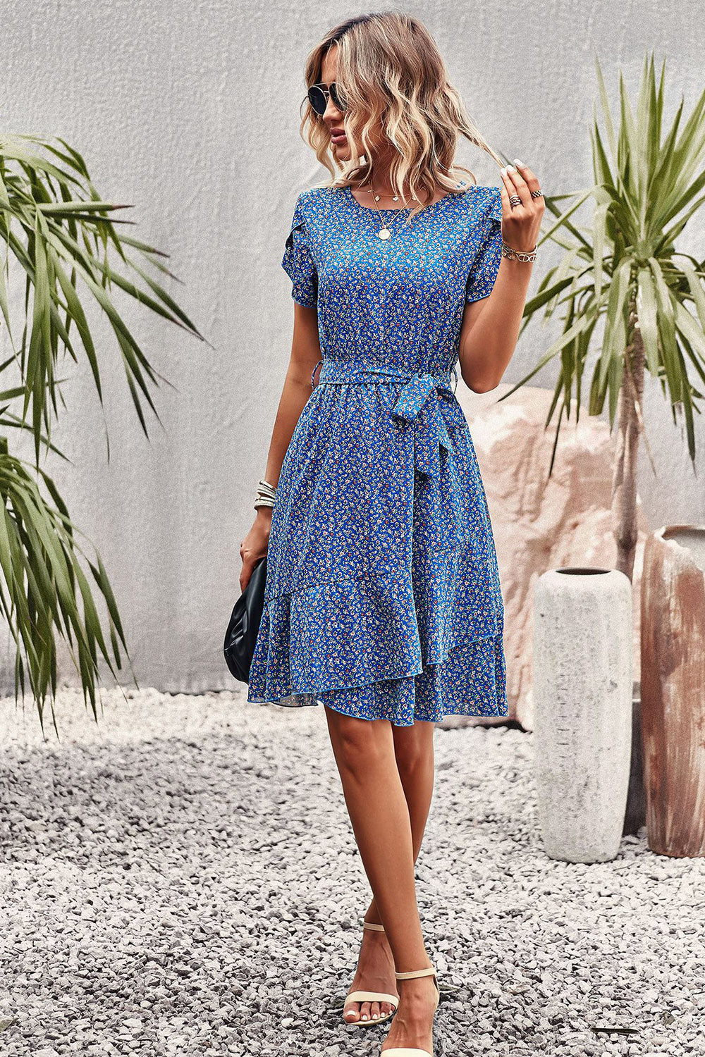Robe d’été Boho Florale Bleue