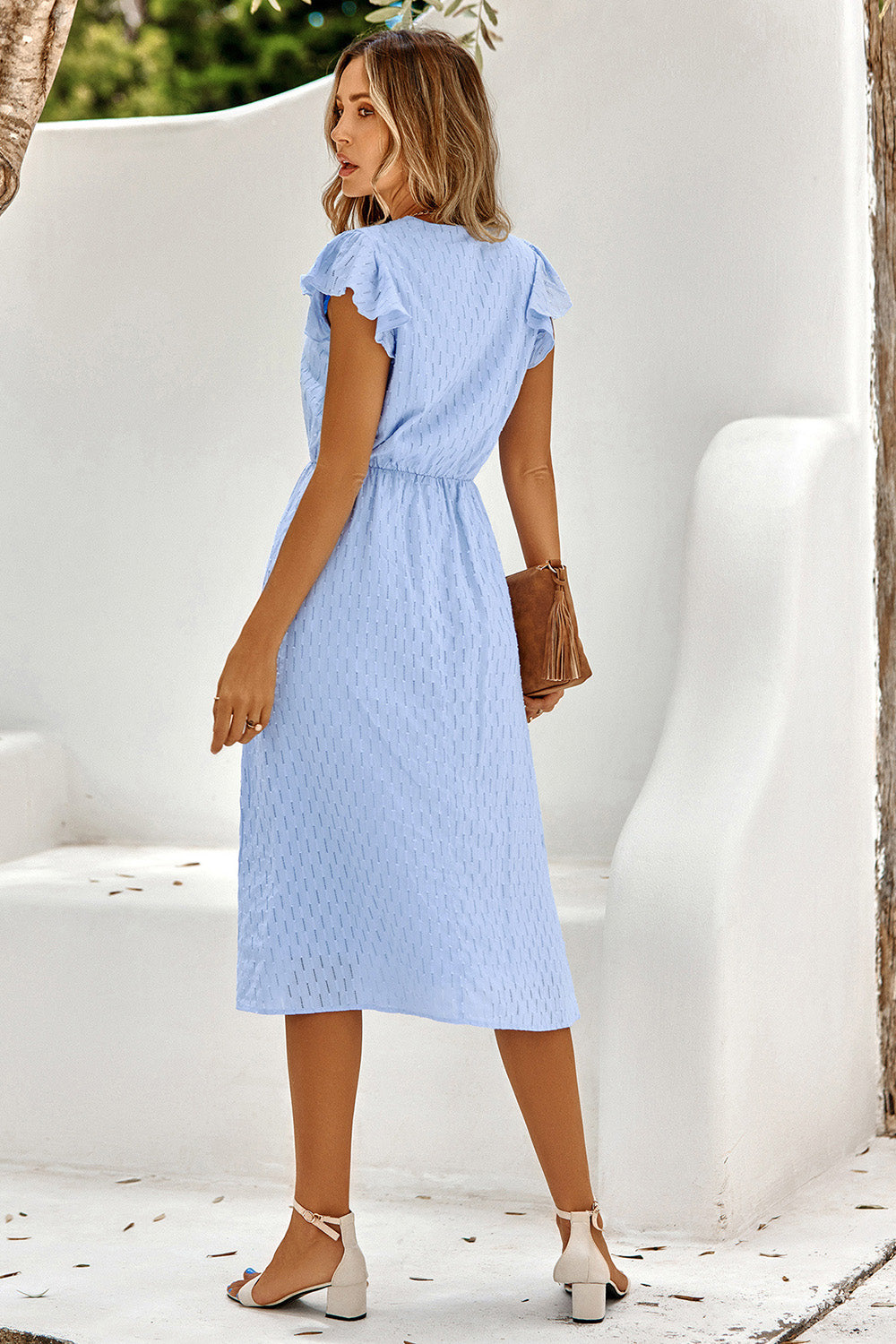 Robe d’été blanche V col midi
