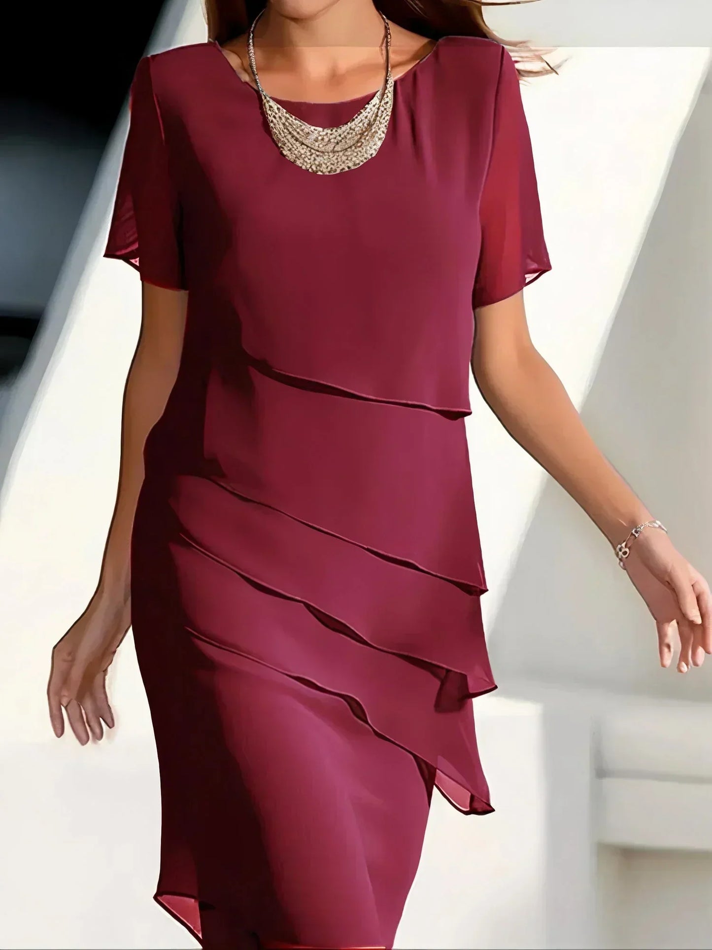 Aurore | Robe élégante en mousseline à volants