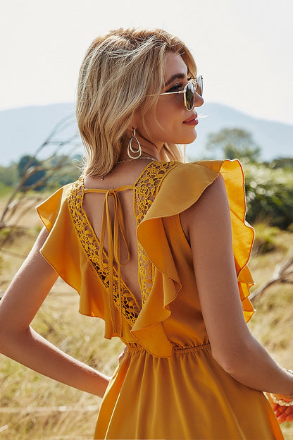 Robe d’été manches batwing jaunes