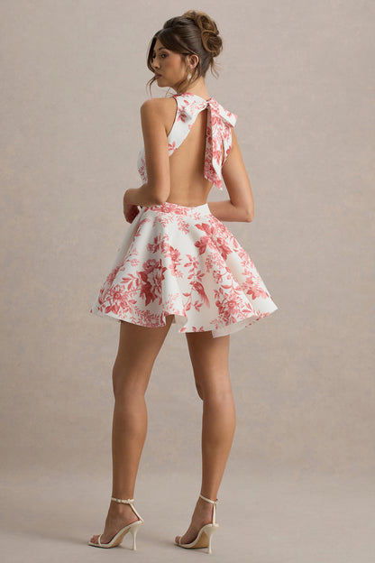 Waverly | Mini-robe rose porcelaine à encolure arrondie sans manches